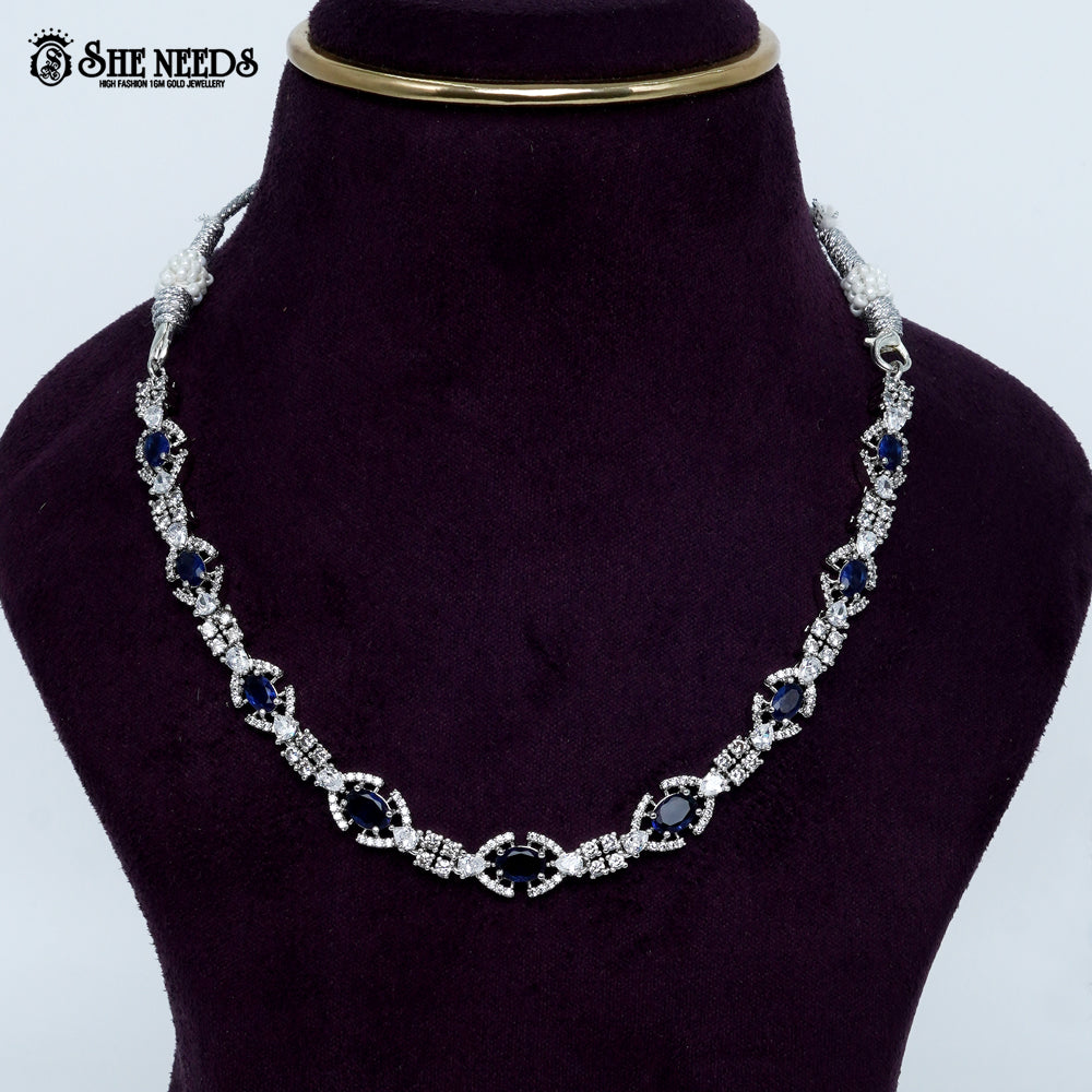 Elegant Oval Link Rhodium Silver Necklace