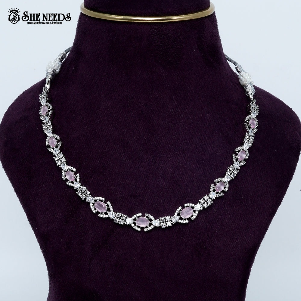 Elegant Oval Link Rhodium Silver Necklace
