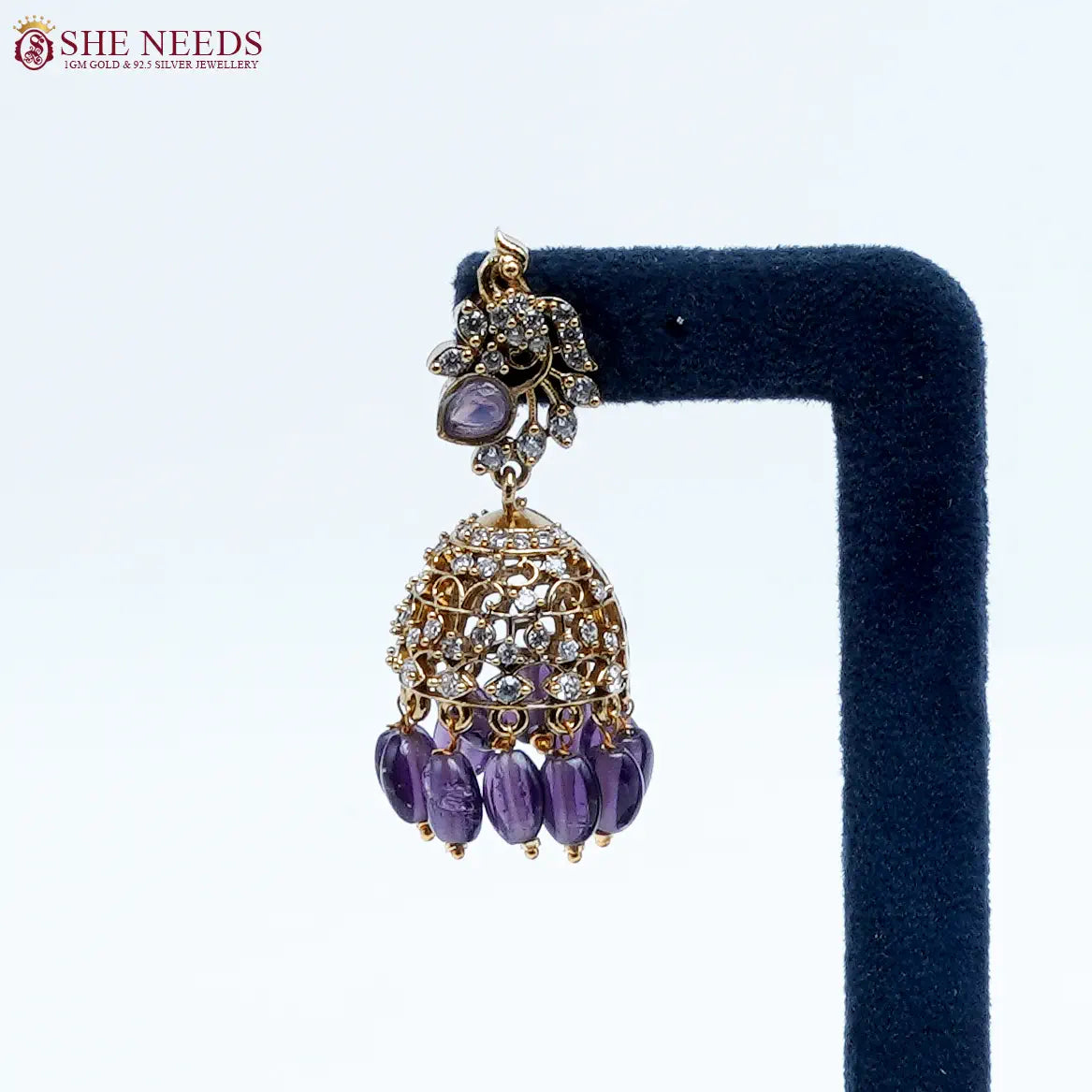 Blush Crystal Antique Jhumka Earrings