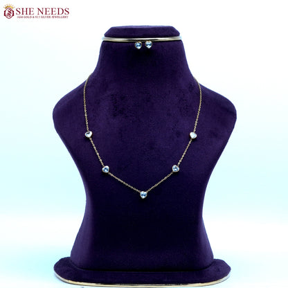 Stone Drop Curve Gold Necklace