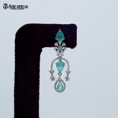 Celestial blossom vine rhodium silver necklace with floral center and cascading design
