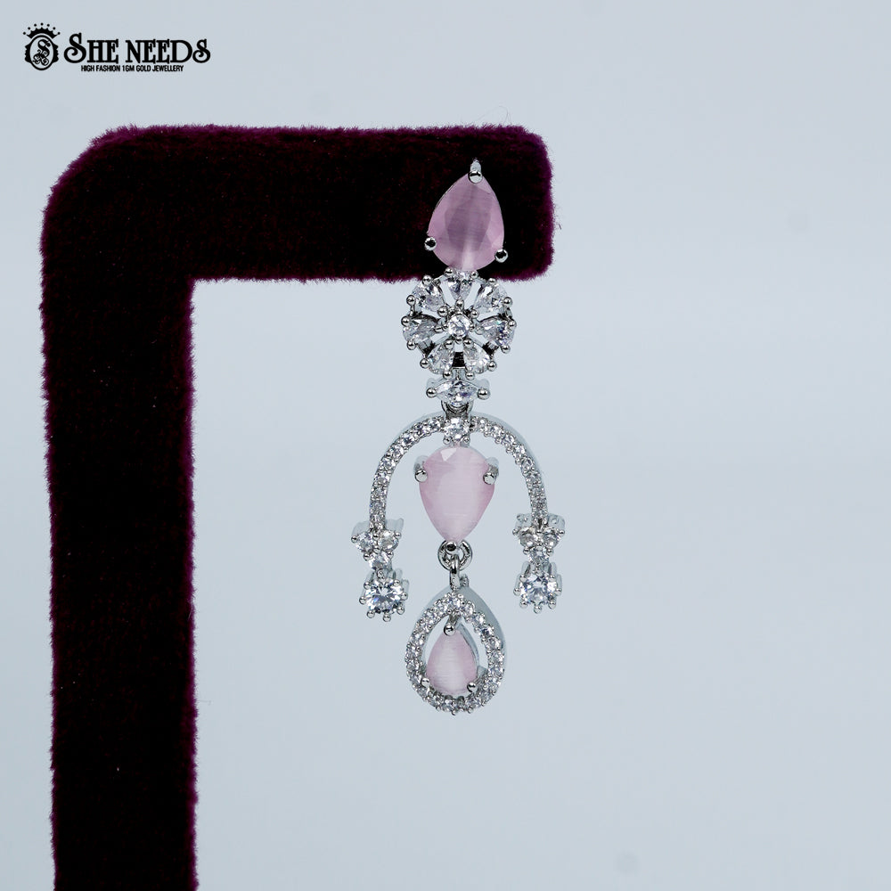 Celestial blossom vine rhodium silver necklace with floral center and cascading design