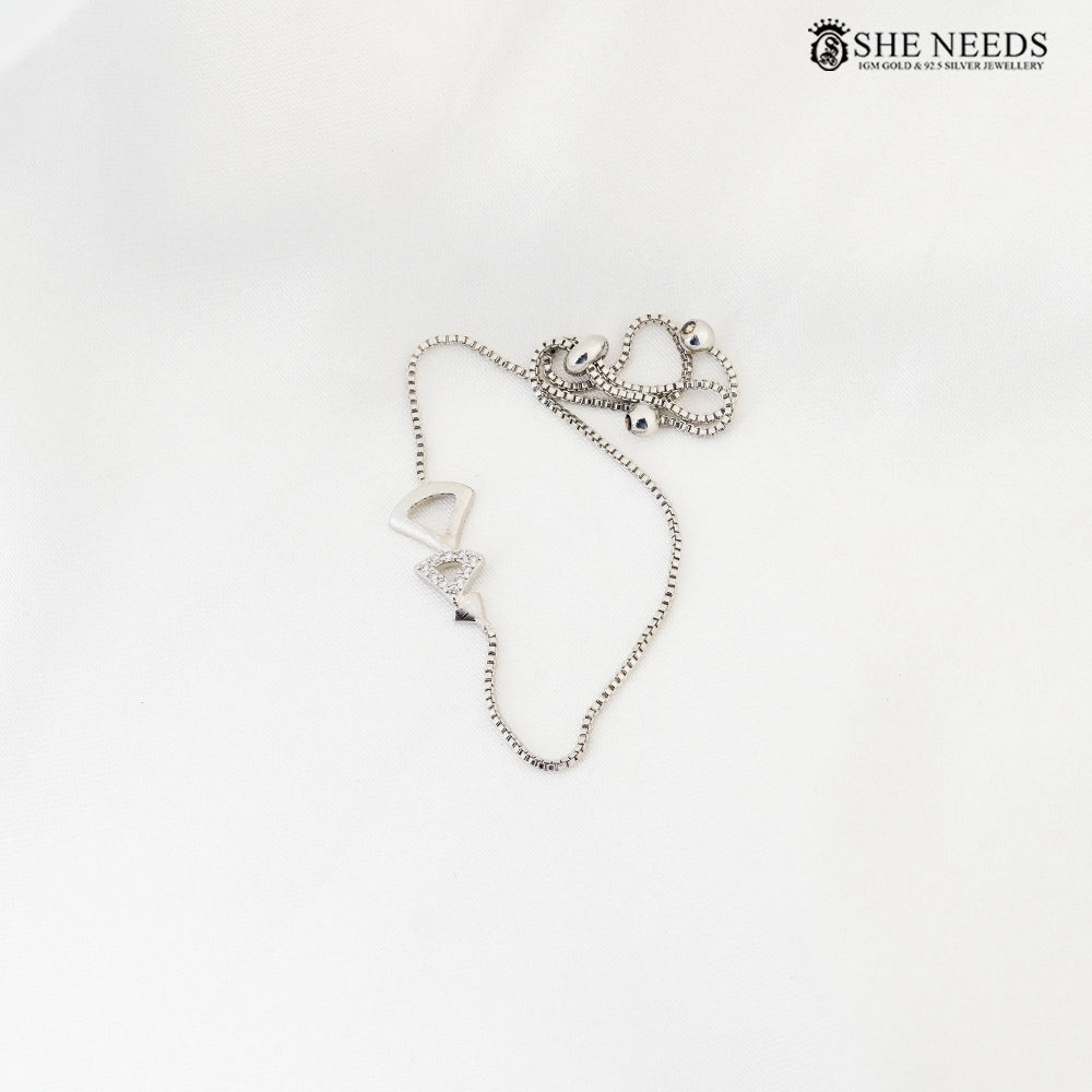 Silver adjustable CZ bracelet with baguette stones for women – She Needs Jewellery