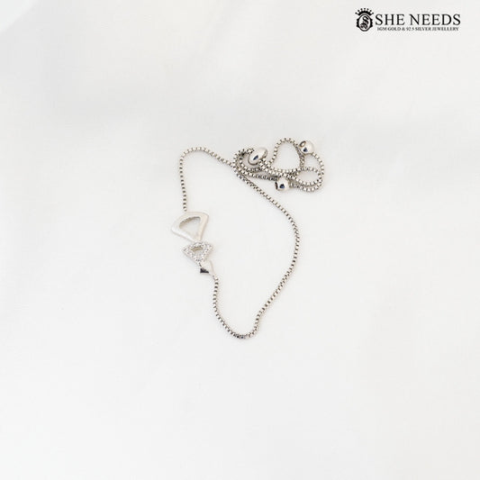 Silver adjustable CZ bracelet with baguette stones for women – She Needs Jewellery