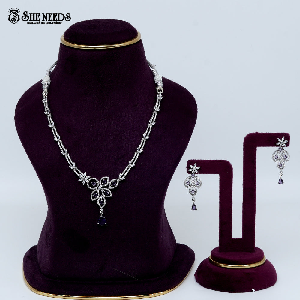 Graceful Petal Drop Rhodium Silver Necklace
