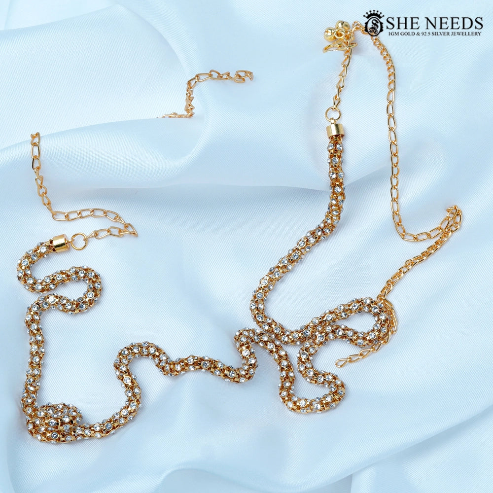 Crystal Wave Sparkle Vaddanam Chain Waist Belt