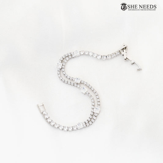 Crystal clear  CZ adjustable bracelet with halo design – She Needs Jewellery