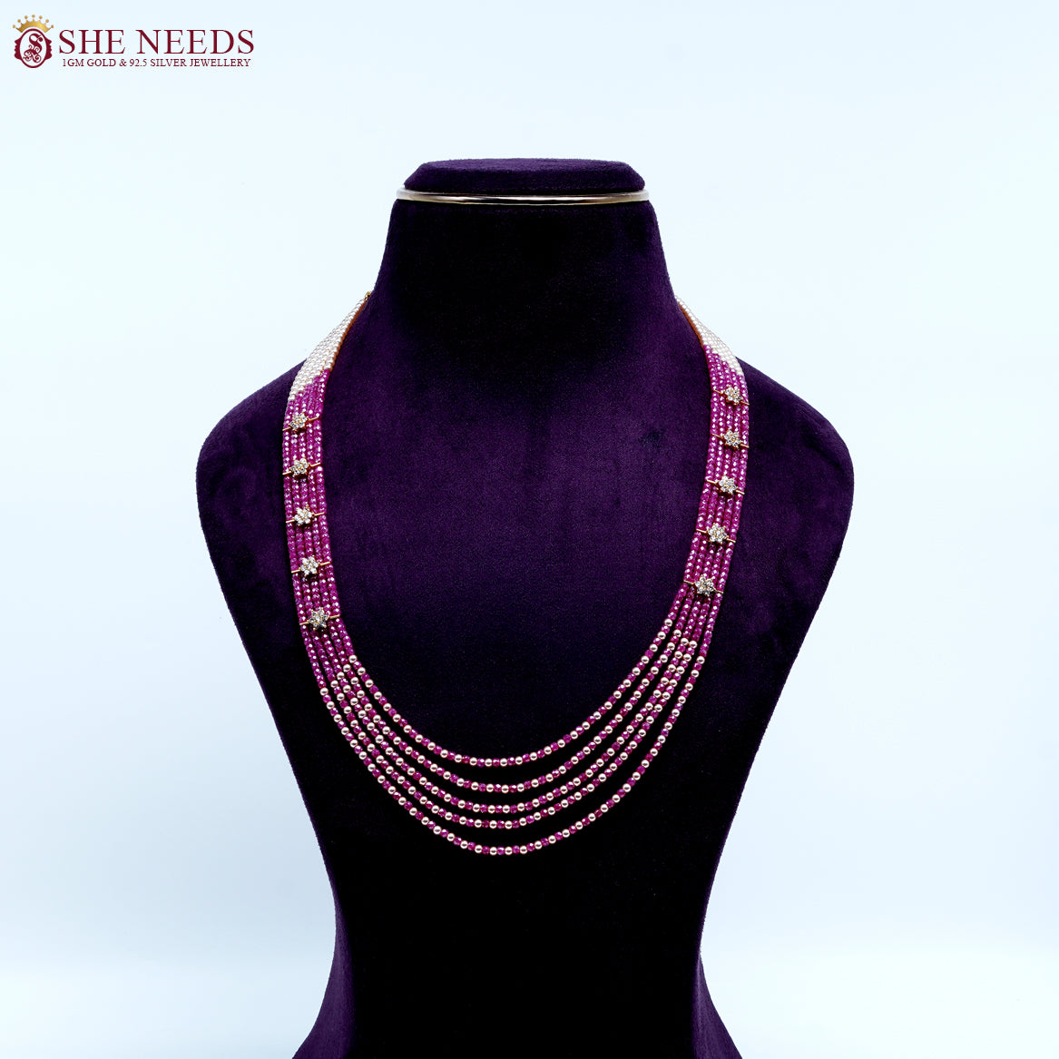 Ethnic Grace Pink Pearl Beads Necklace
