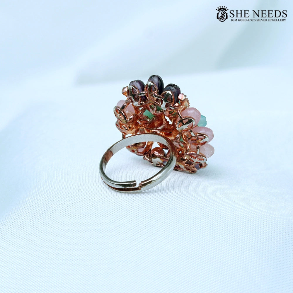 Pastel floral cz statement finger ring for women