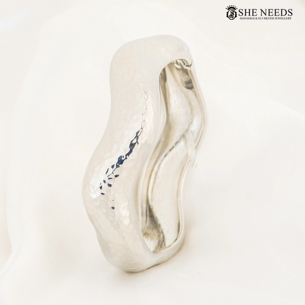 Silver Finish Oval Bangle Bracelet for Women