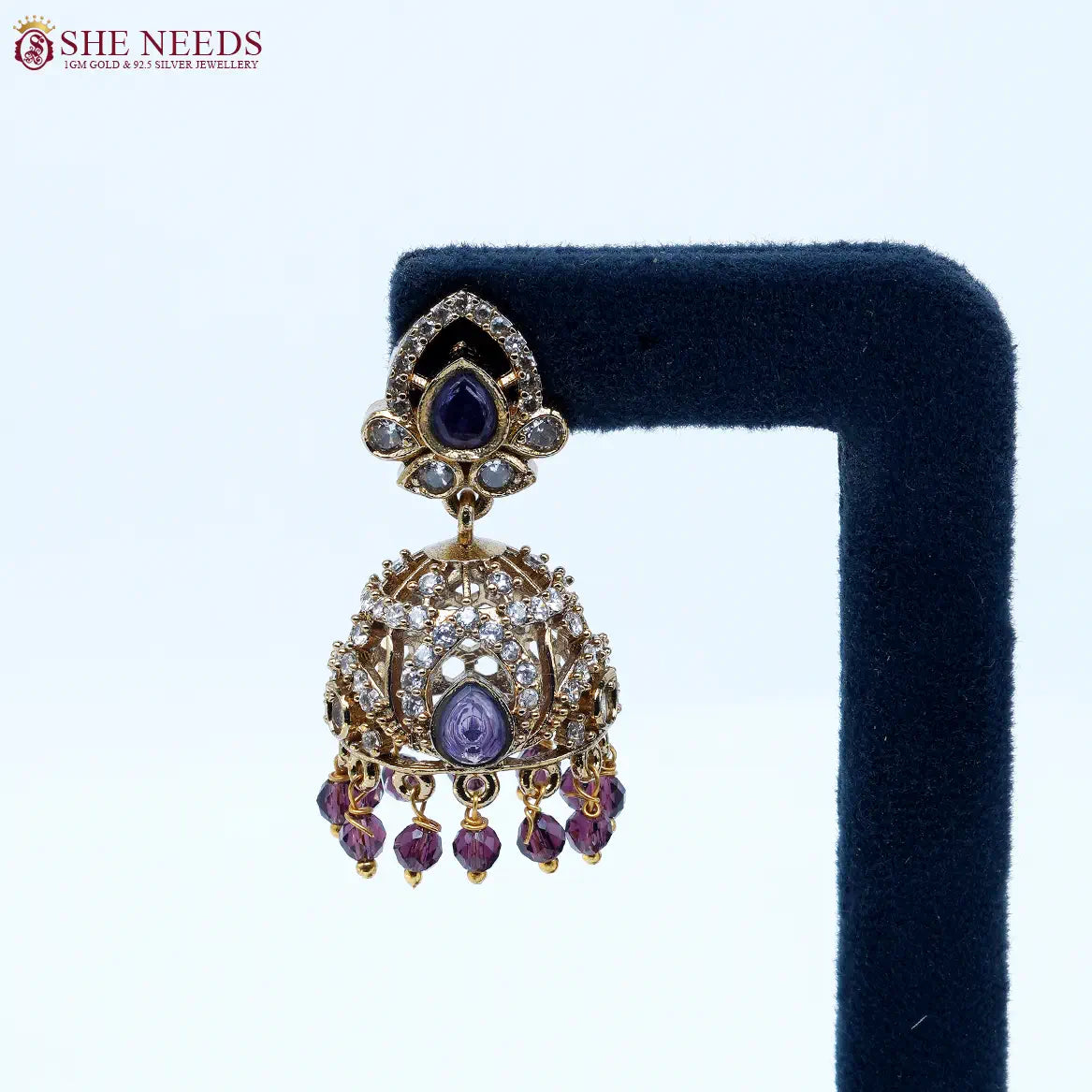 Blush Teardrop Crystal Antique Jhumka Earrings