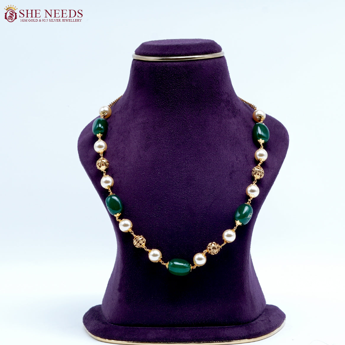 Emerald Pearl Heritage Beads Necklace