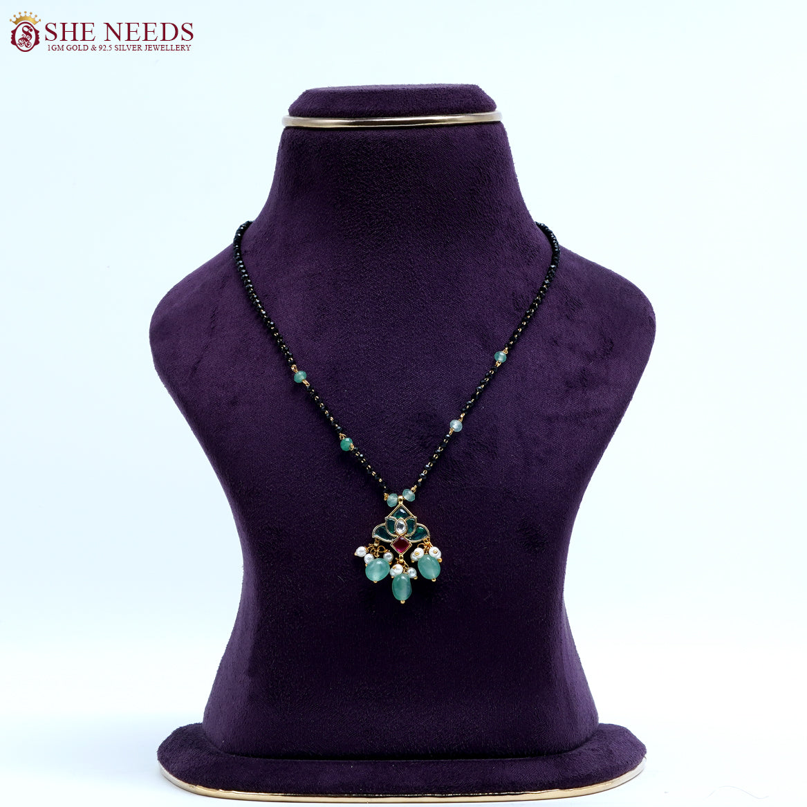 Emerald Charm  Mangalsutra Necklace