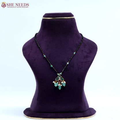 Emerald charm traditional mangalsutra necklace by She Needs Jewellery