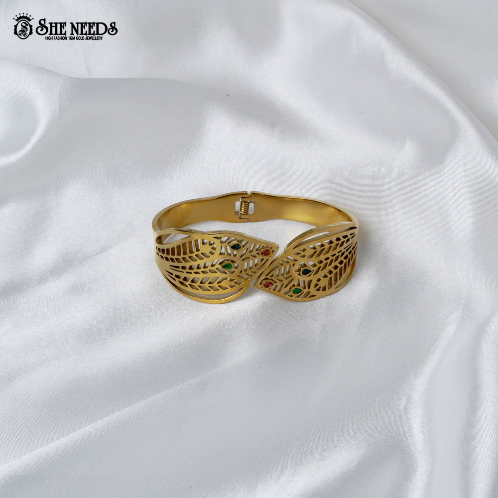 Gold finish leaf design designer bracelet for women