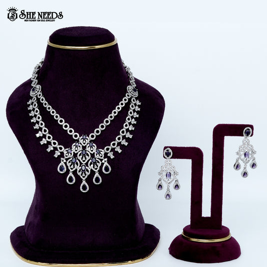 Regal circle weave rhodium silver necklace with layered statement design