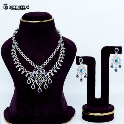 Regal circle weave rhodium silver necklace with layered statement design