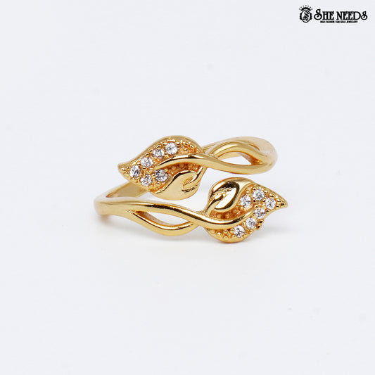 “Gold Leaflet Ring – adjustable lightweight leaf design ring for women”
