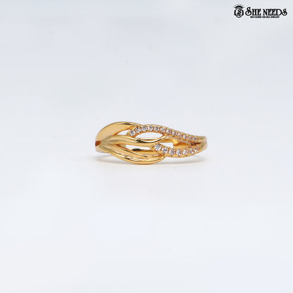 Gold plated crystal wave adjustable ring for women