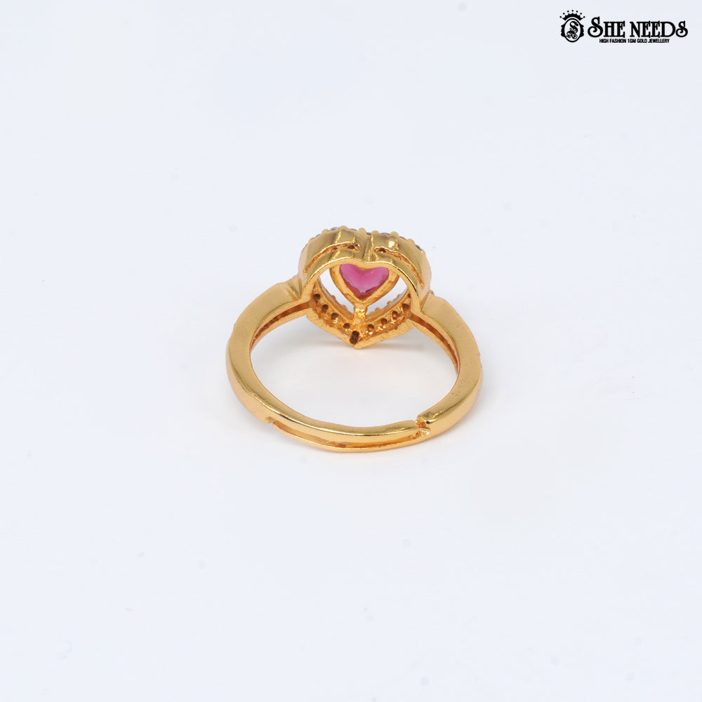 Ruby Heart Halo Gold Rings
