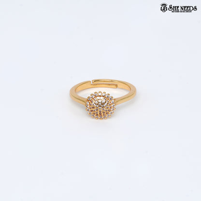 Golden radiance crystal cluster gold plated ring for women