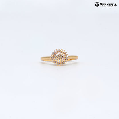 Golden radiance crystal cluster gold plated ring for women