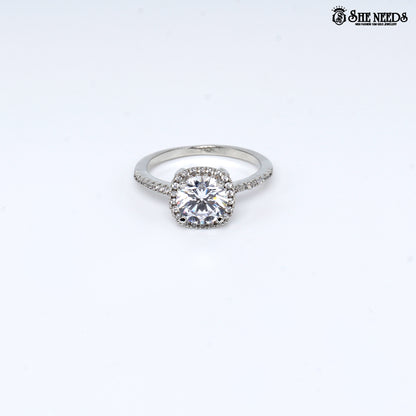 silver crystal halo ring for women elegant silver jewellery