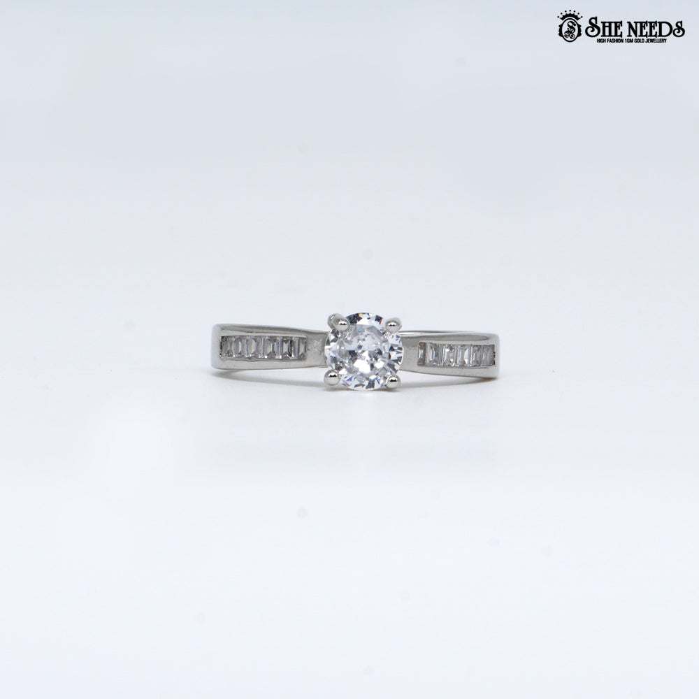 Silver square halo crystal ring for women elegant statement jewellery