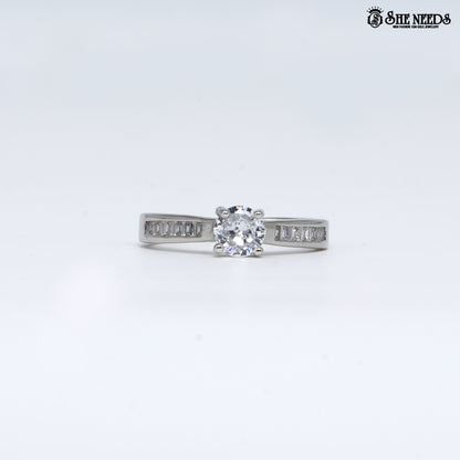 Silver square halo crystal ring for women elegant statement jewellery