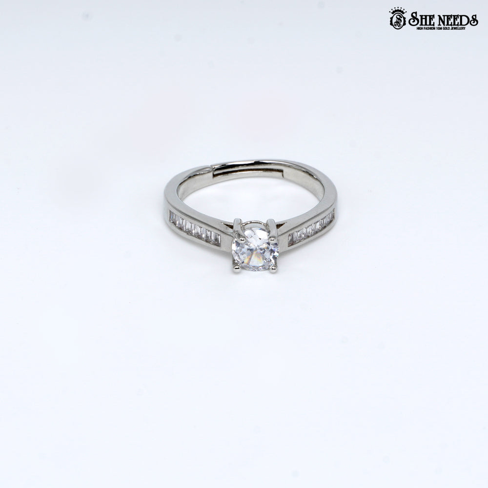 Silver square halo crystal ring for women elegant statement jewellery