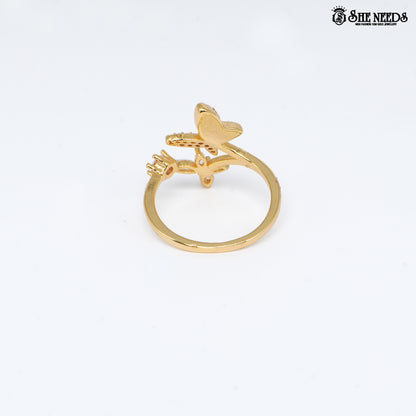 Golden Bloom Crystal Floral Ring