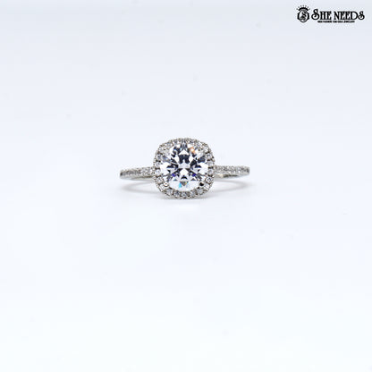 silver crystal halo ring for women elegant silver jewellery