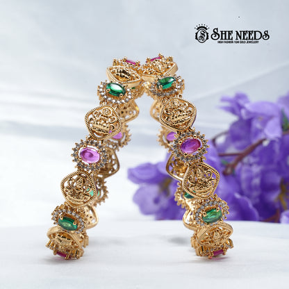“Rasika Temple Gold-Plated Bangles for Women – SheNeeds Jewellery”