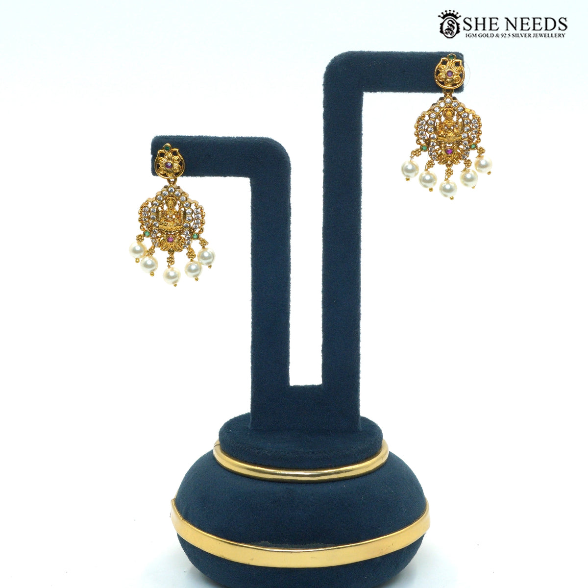 Royal Lakshmi Ruby Pearl Necklace Set
