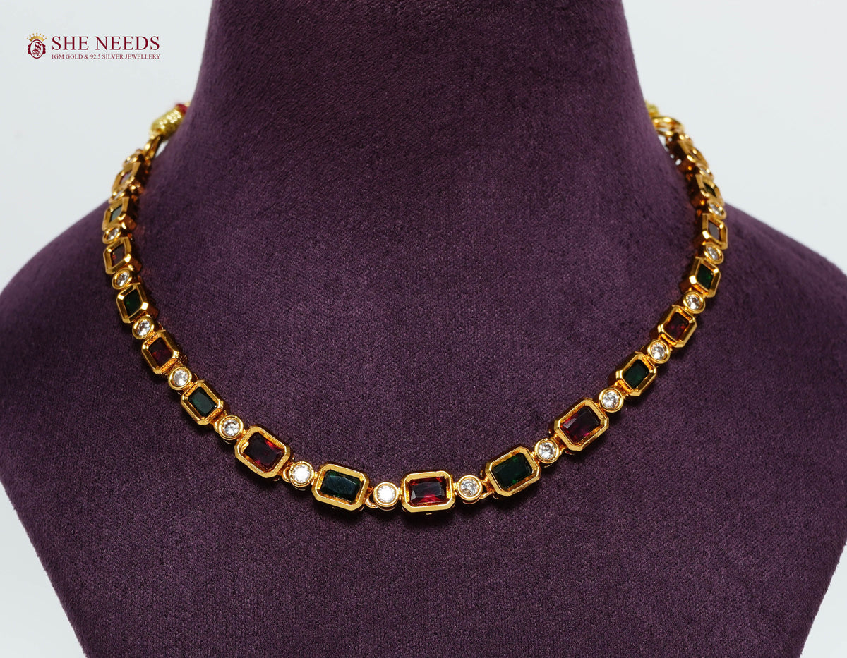 Royal Navaratna Floral Necklace Set