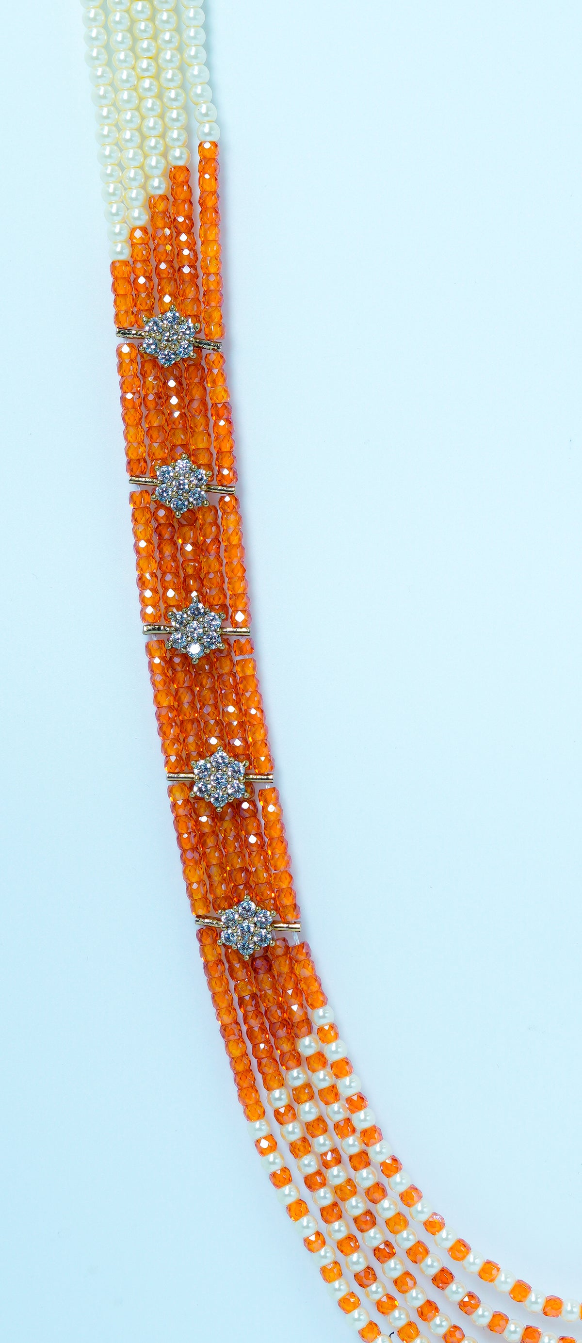 Ethnic Grace Orange Pearl Beads Necklace