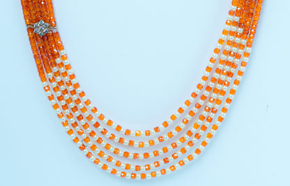 Ethnic Grace Orange Pearl Beads Necklace