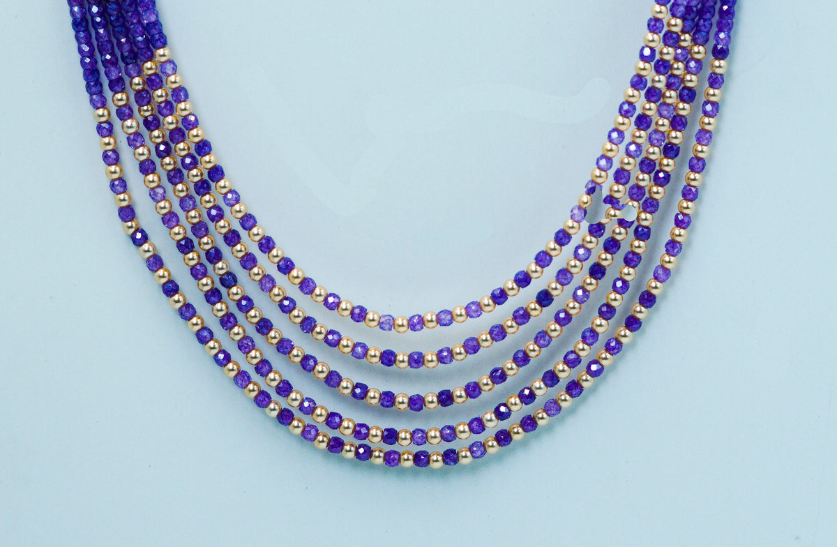 Ethnic Grace Purple Pearl Beads Necklace