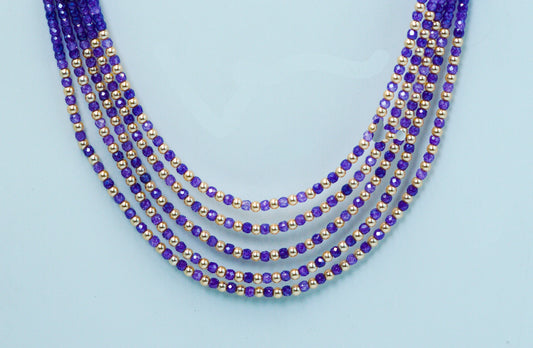 Ethnic Grace Purple Pearl Beads Necklace