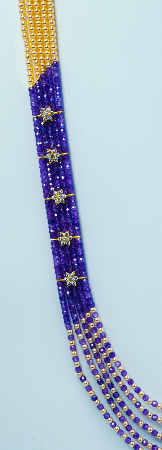 Ethnic Grace Purple Pearl Beads Necklace