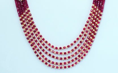 Ethnic Grace Maroon Pearl Beads Necklace