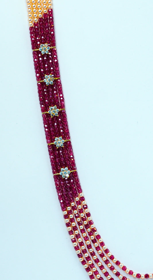 Ethnic Grace Maroon Pearl Beads Necklace