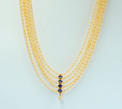 Ivory Lavender Pearl Cascade Beads Necklace Set
