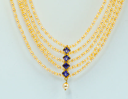 Ivory Lavender Pearl Cascade Beads Necklace Set