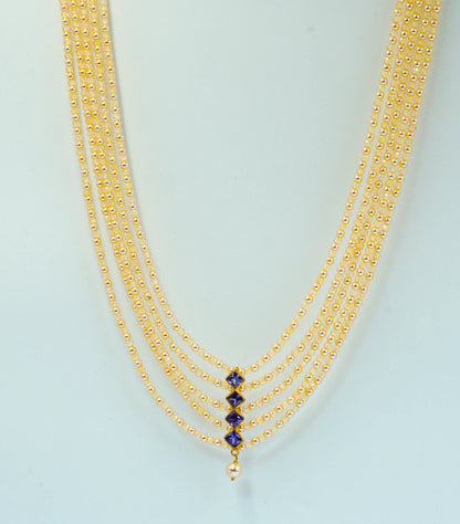 Ivory Lavender Pearl Cascade Beads Necklace Set