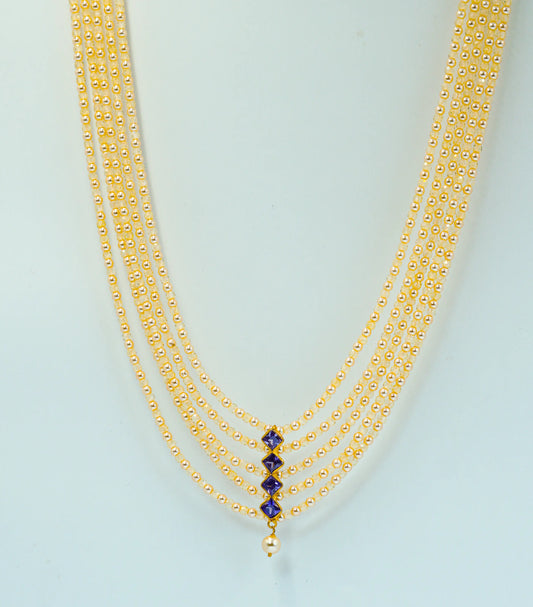 Ivory Lavender Pearl Cascade Beads Necklace Set