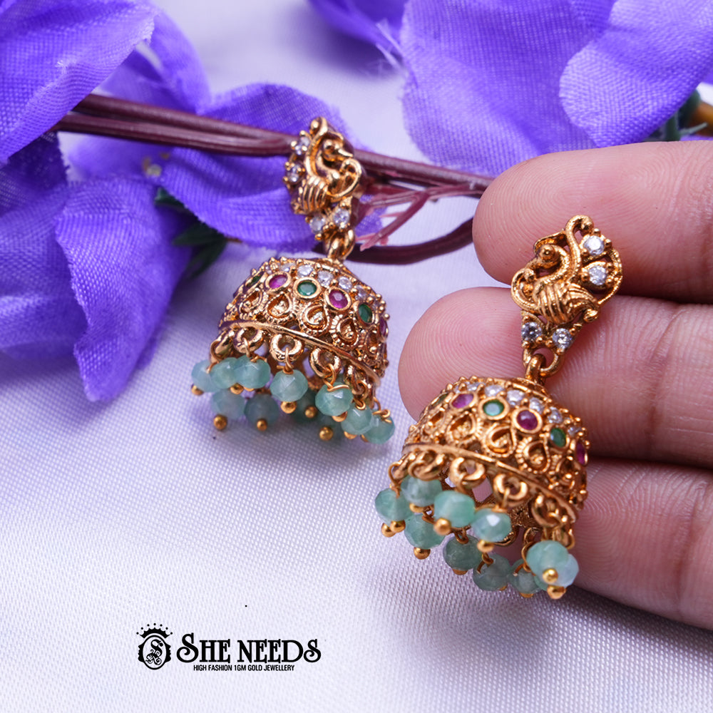 Traditional Antique Gold Jhumka Earrings