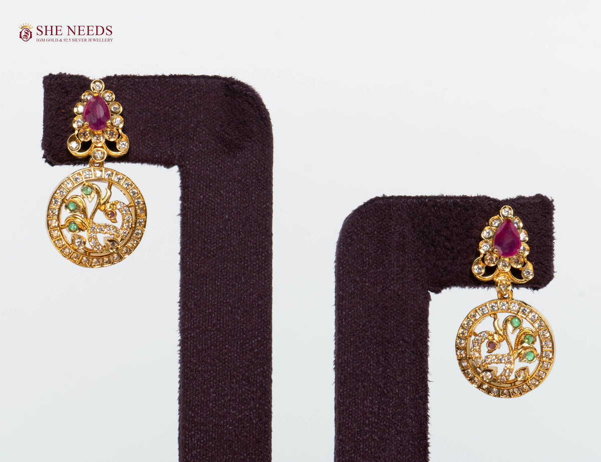 Rajeshwari Lakshmi Coin Bridal Necklace Set with Emerald & Ruby Stones