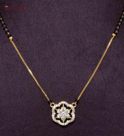 Floral American Diamond Mangalsutra Necklace
