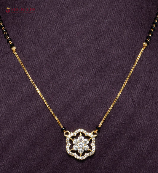 Floral American Diamond Mangalsutra Necklace